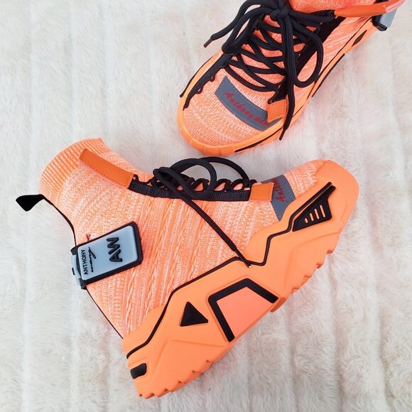 Wang Damson Pull On Platform Hidden Wedge Sock Sneakers Orange 🍊 NIB - Picture 5 of 13